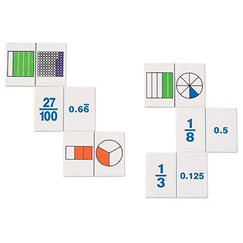 Hand2mind Plastic Fraction And Decimal Dominoes Game Math Manipulative