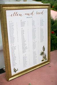 A Wedding Seating Chart Is Displayed On A Table