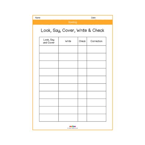 Free ks1 and ks2 sats papers Look, Say, Cover, Write, Check | Spelling Sheet Template ...