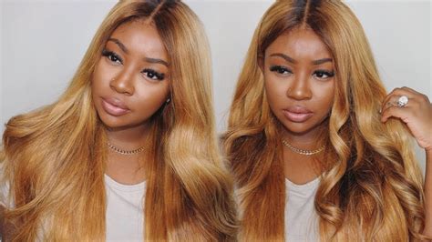 Black And Honey Blonde Highlight Lace Frontal Wig Pre Plucked Pre