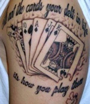 Dice in waves tattoo on right hand. Free Amazing Styles: Playing Cards Tattoo Designs Photos