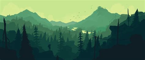 Mountains And Forest Illustration Video Games Firewatch Wood Hd