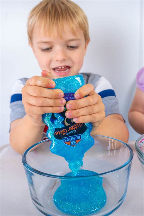 Glitter Glue Slime Just Two Ingredients With Easy Clean Up Eating Richly