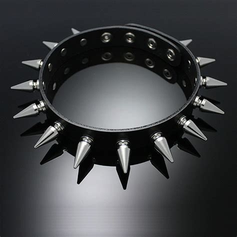 Collar Punk Goth Emo Spike Real Leather Choker Necklace Leather