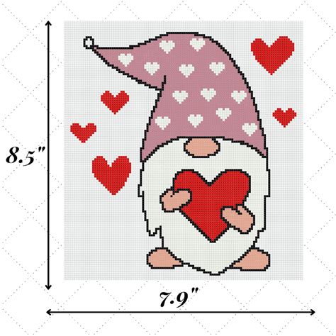 cross stitch gnome valentine cross stitch pattern funny cross etsy