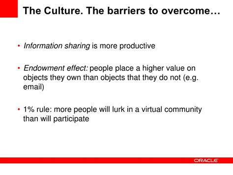 The Culture The Barriers To