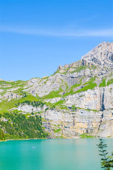 Amazing Oeschinen Lake Oeschinensee In Switzerland Photographed On A