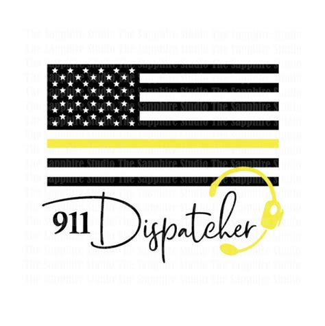 911 Dispatcher Flag Thin Gold Line Png Digital Download Etsy