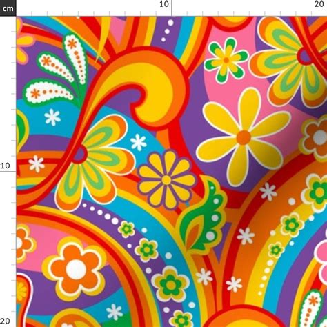 1960s Fabric 60s Psychedelic Flower Power By Mia Valdez Etsy