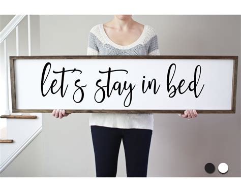 Lets Stay In Bed Sign Bedroom Wall Decor Above Bed Wall Etsy