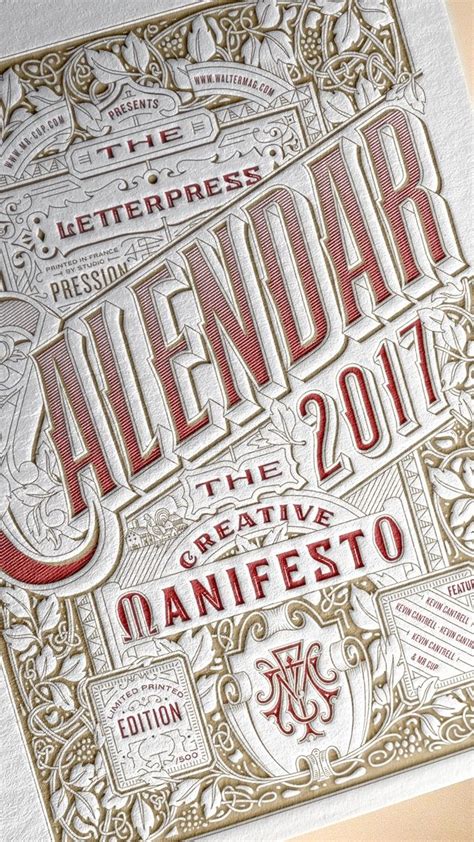 2017 Letterpress Calendar Limited Edition Print By Mr Cup