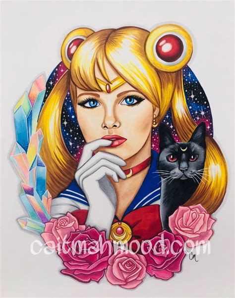 Sailor Moon And Luna Fine Art Print Etsy