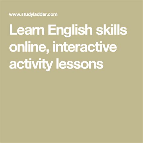 Learn English Skills Online Interactive Activity Lessons Learn