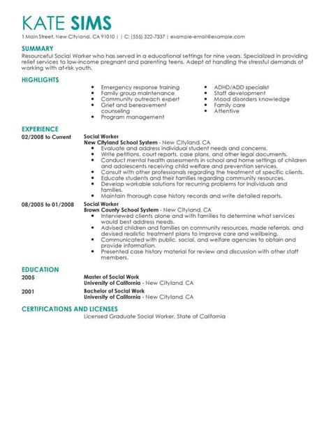 Social Worker Resume Examples Social Services Livecareer
