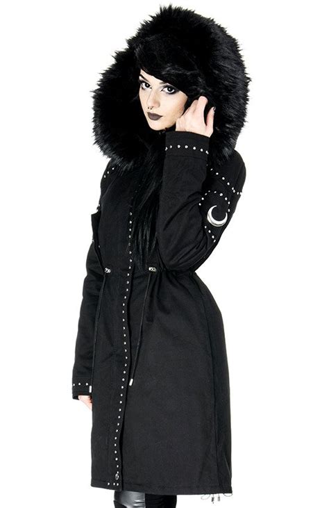 Moon Parka Black Gothic Winter Coat With Oversized Fur Hood Restyle