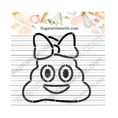 Pyo Cookie Stencil Cute Emojis Poop Girl St00212