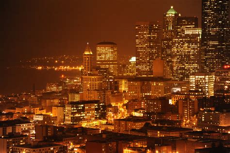 1360x768 Resolution City Building Lights During Night Time Seattle
