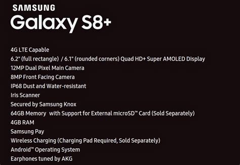 Galaxy S8 Plus Full Specifications Listed Here High Quality Accessory