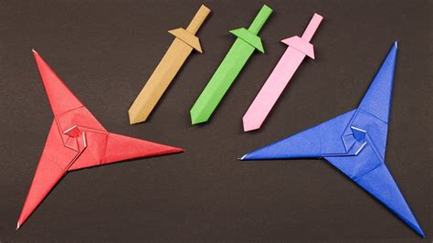 A4 paper, tape, hot glue, super glue, rubber bandstools: Easy Origami Paper Ninja star #Sword - How to Make Ninja ...
