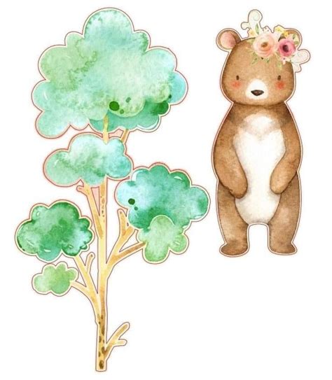 Pin de Jessyka Santos em Kit Digital Bosque encantado Animais de aquarela Pintura de árvores