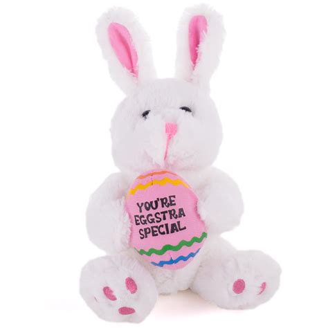 Kids Fuzzy Stuffed Easter Bunny Rabbit With Egg 11 Plush Animal