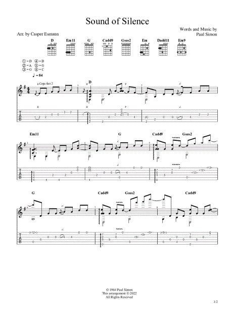 Casper Esmann The Sound Of Silence Guitar Tab In E Minor Download Print Sku Mn