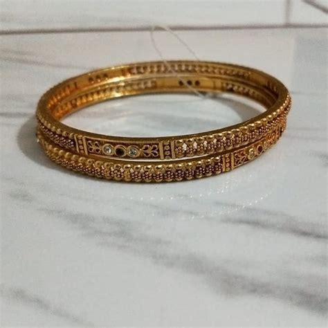 Golden Party Wear Gold Plated Brass Bangle Set Size 6inch 2 Piece At Rs 180set In Rajkot