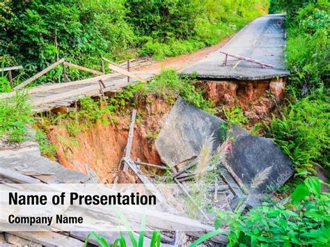 Environmental Broken Road By An Earthquake Powerpoint Template