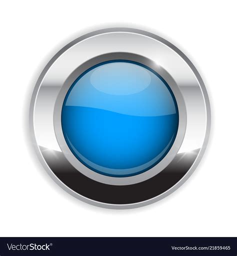 Blue Round Button Glass 3d Shiny Icon With Wide Vector Image