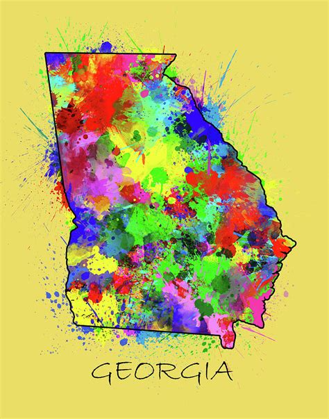 Georgia Map Color Splatter 2 Digital Art By Bekim M Pixels