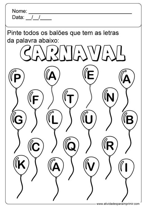 Atividades De Carnaval Para Imprimir