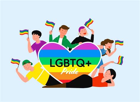 Lgbt Pride Month Concept Vector Illustration Cartoon Young Group Of