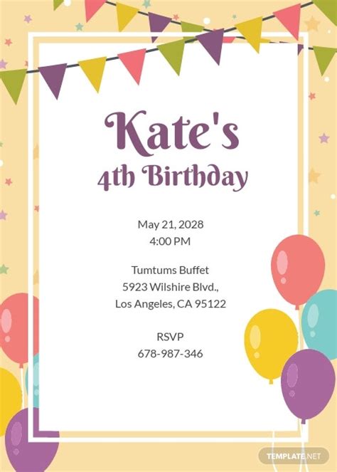 Free Email Birthday Invitation Template Word Doc Psd Indesign