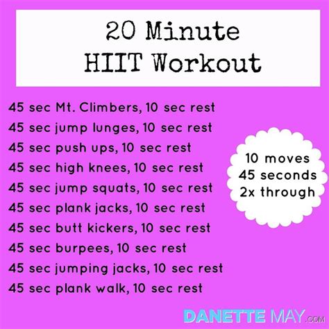 20 Minute Hiit Workout Quick Workouts Pinterest Hiit