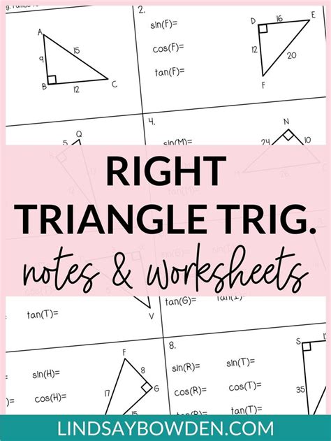 Right Triangle Trigonometry Notes And Worksheets Lindsay Bowden