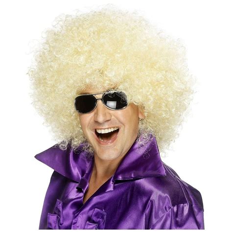 Adults Blonde 70s Funky Afro Wig Curly Ladies Mens 1970s 70s Party