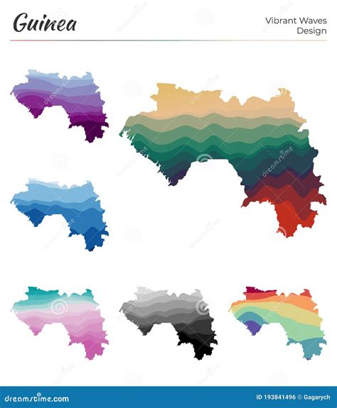 Serie Di Mappe Vettoriali Della Guinea Illustrazione Vettoriale