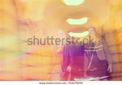 Two Girls Walking Down City Streets Stock Photo 456678298 Shutterstock