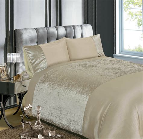 Cream Natural Bedding Velvet Crushed Velvet Duvet Set Quilt Cover Set Bed Linen Ebay