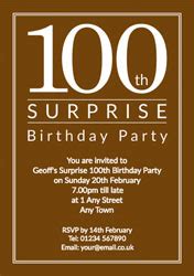 100th Birthday Party Invitations | Personalise Online Plus Free