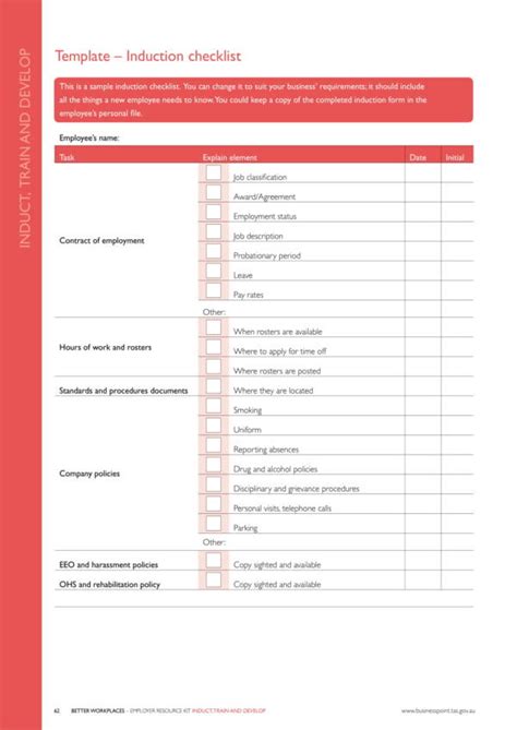 13 Induction Checklist Templates To Download Sample Templates Vrogue
