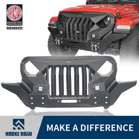 Hookeroad Jeep Jl Mad Max Front Bumper Grill Wwings Led Lights For