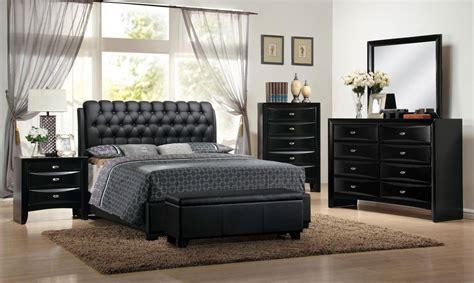 Headboard, footboard, rails, dresser, mirror and nightstand. MYCO Furniture 2956K-BK Barnes Black Eco Leather King ...