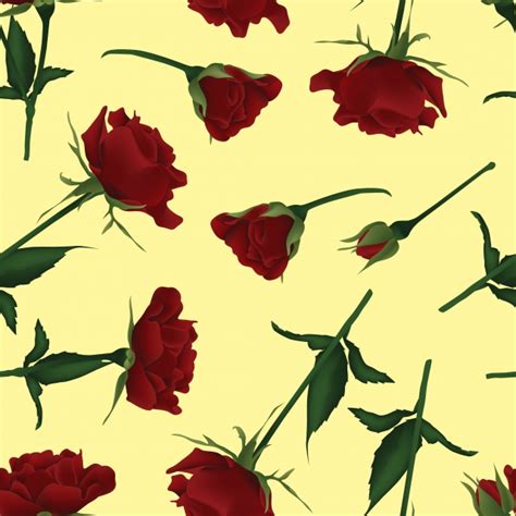 Seamless Pattern With Realistic Red Rose Flower Element Freshness