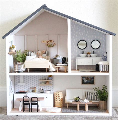 Ikea Dollhouse Fullly Furnished Miniature Wooden Dollhouse Etsy