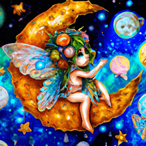 Moon Fairy Tattooed Overglaze Azulejo High Contrast Diamond Hyper