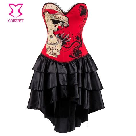 Red Black Naked Girl Nude Lady Print Sexy Gothic Clothing Victorian
