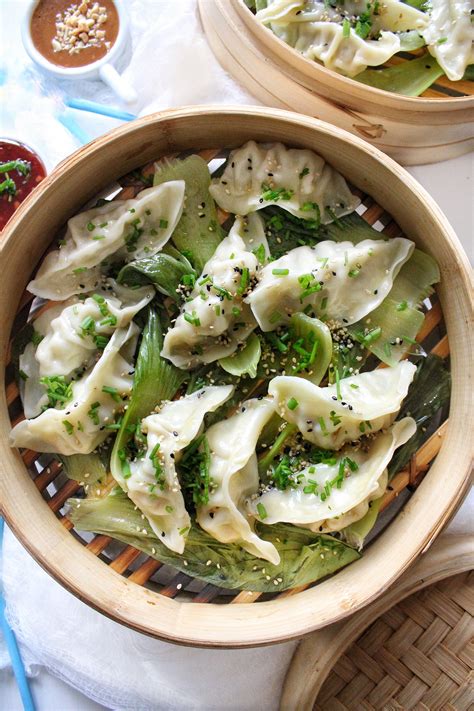 Chicken And Bok Choy Chinese Dumplings With A Trio Of Dipping Sauces