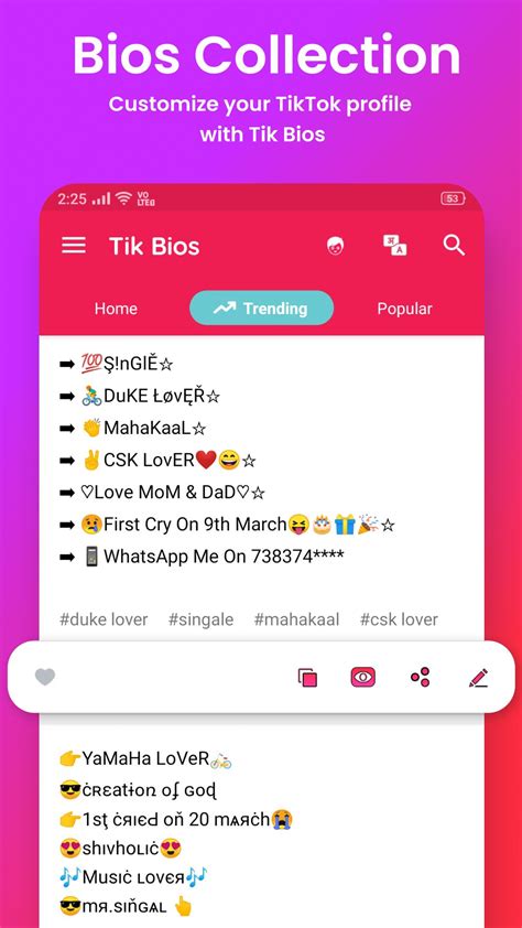 Multiple attribute matching the library. Bios Ideas for Tik Tok for Android - APK Download