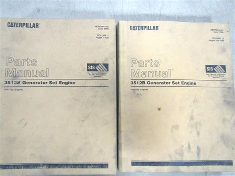 Caterpillar 3512b Generator Set Engine Parts Manual Volume I Ii 8rm1 Up
